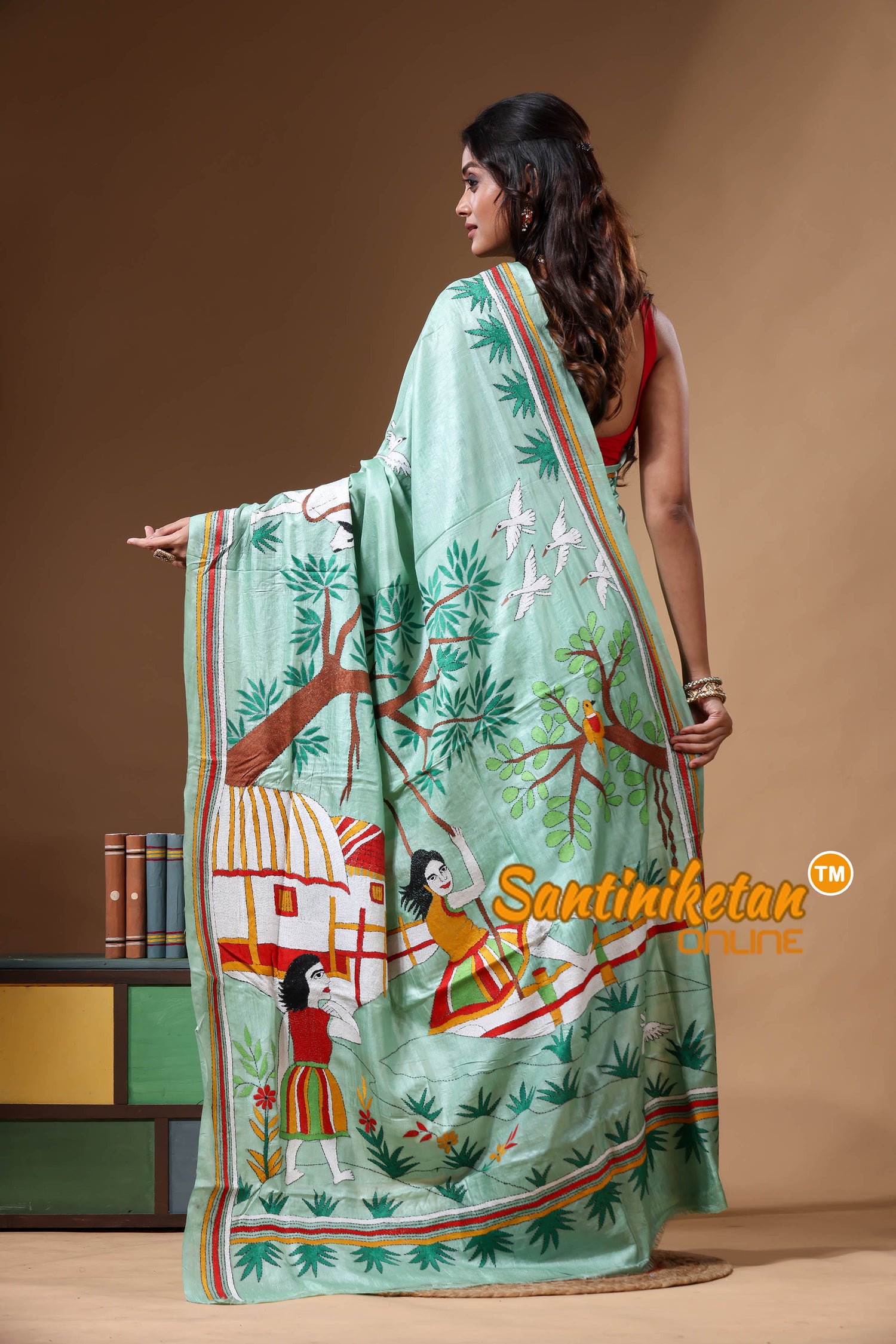 Dye Pure Gachi Tussar Kantha Stitch Saree SN2630741