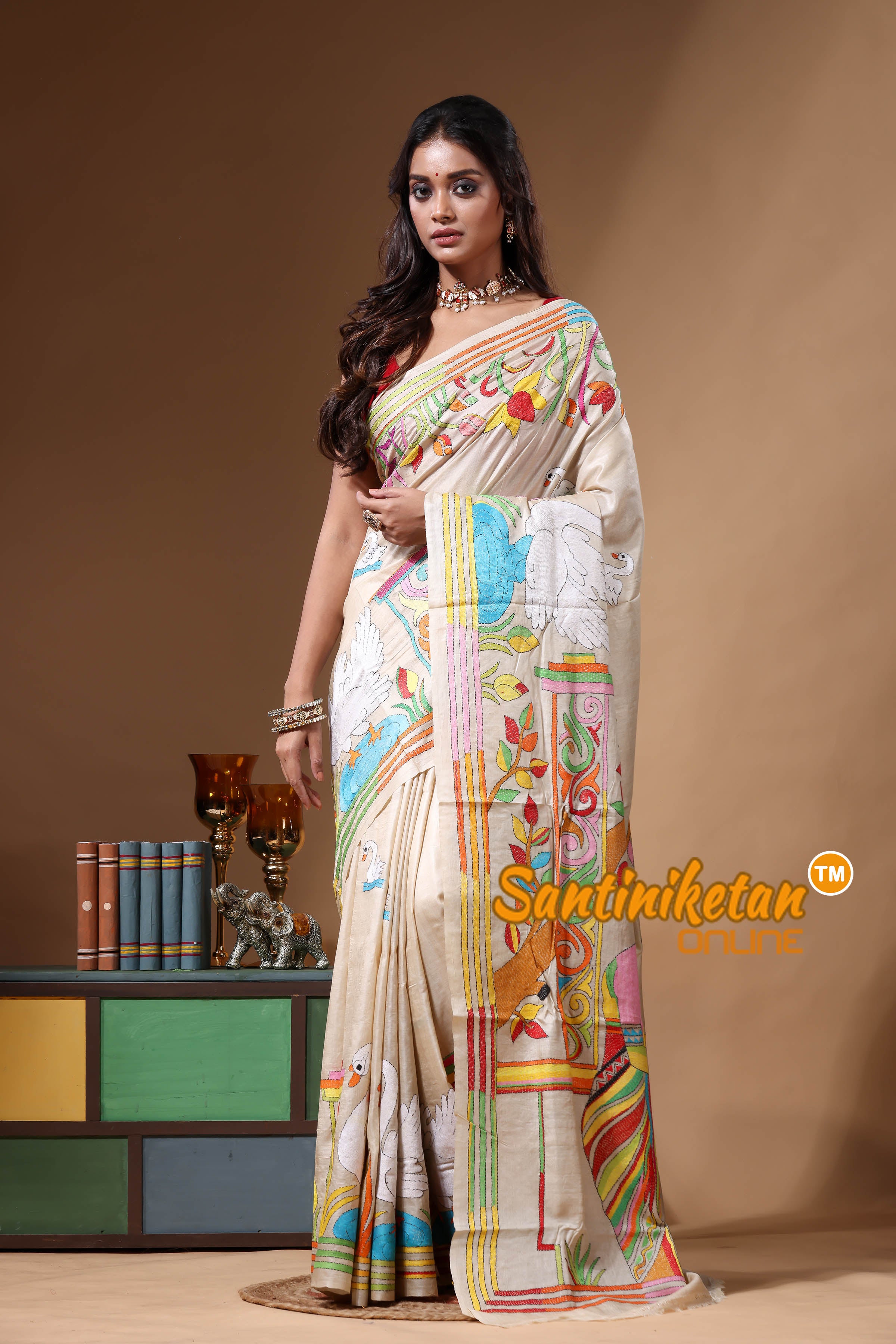 Pure Gachi Tussar Kantha Stitch Saree SN2630747