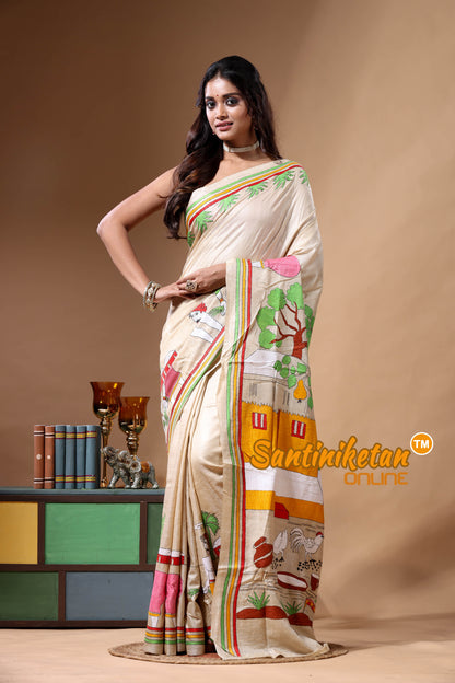 Pure Gachi Tussar Kantha Stitch Saree SN2630753