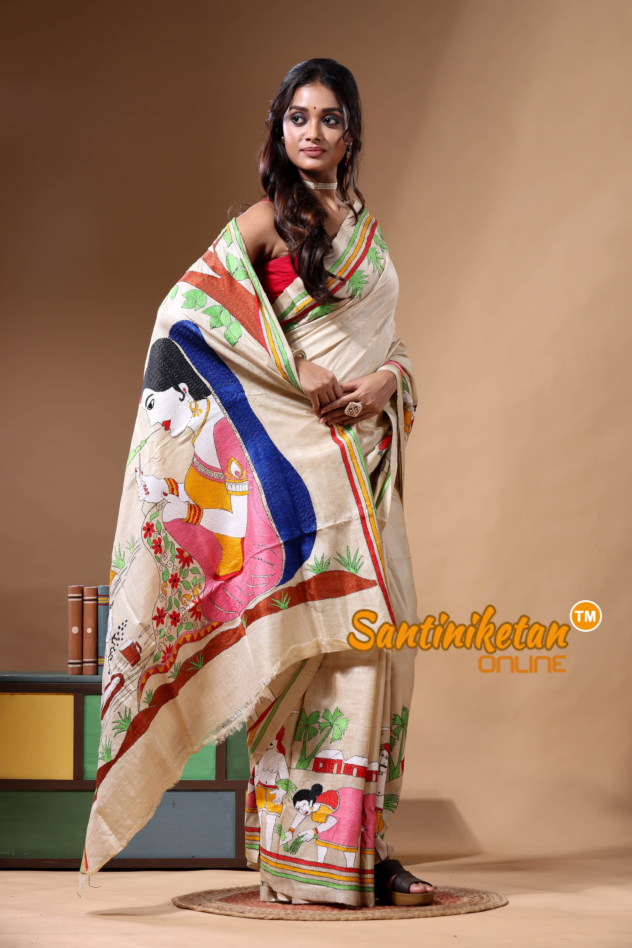 Pure Gachi Tussar Kantha Stitch Saree SN2630753