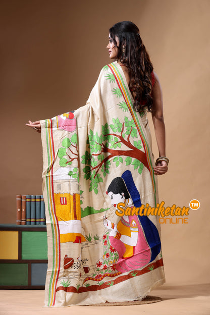 Pure Gachi Tussar Kantha Stitch Saree SN2630753