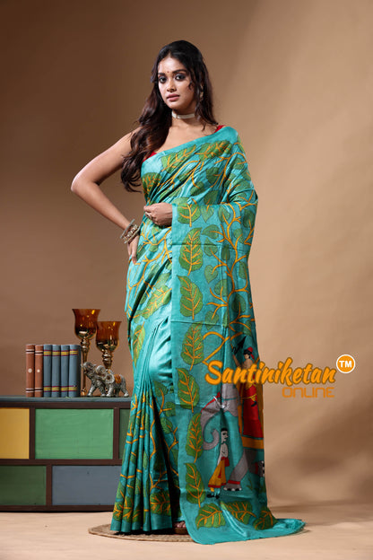 Dye Pure Gachi Tussar Kantha Stitch Saree SN2630765