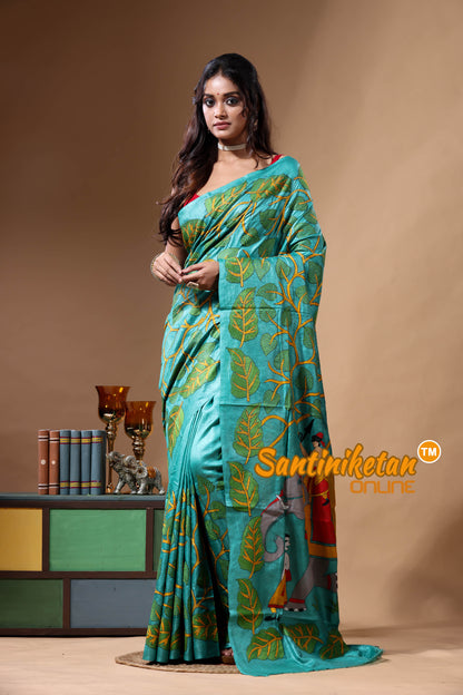 Dye Pure Gachi Tussar Kantha Stitch Saree SN2630765