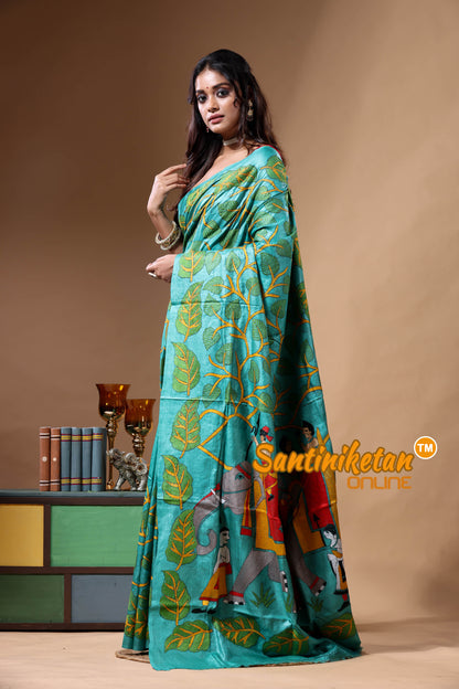 Dye Pure Gachi Tussar Kantha Stitch Saree SN2630765