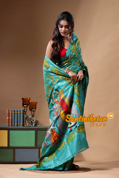 Dye Pure Gachi Tussar Kantha Stitch Saree SN2630765