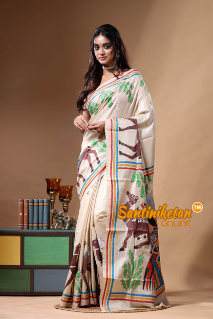 Pure Gachi Tussar Kantha Stitch Saree SN2630771