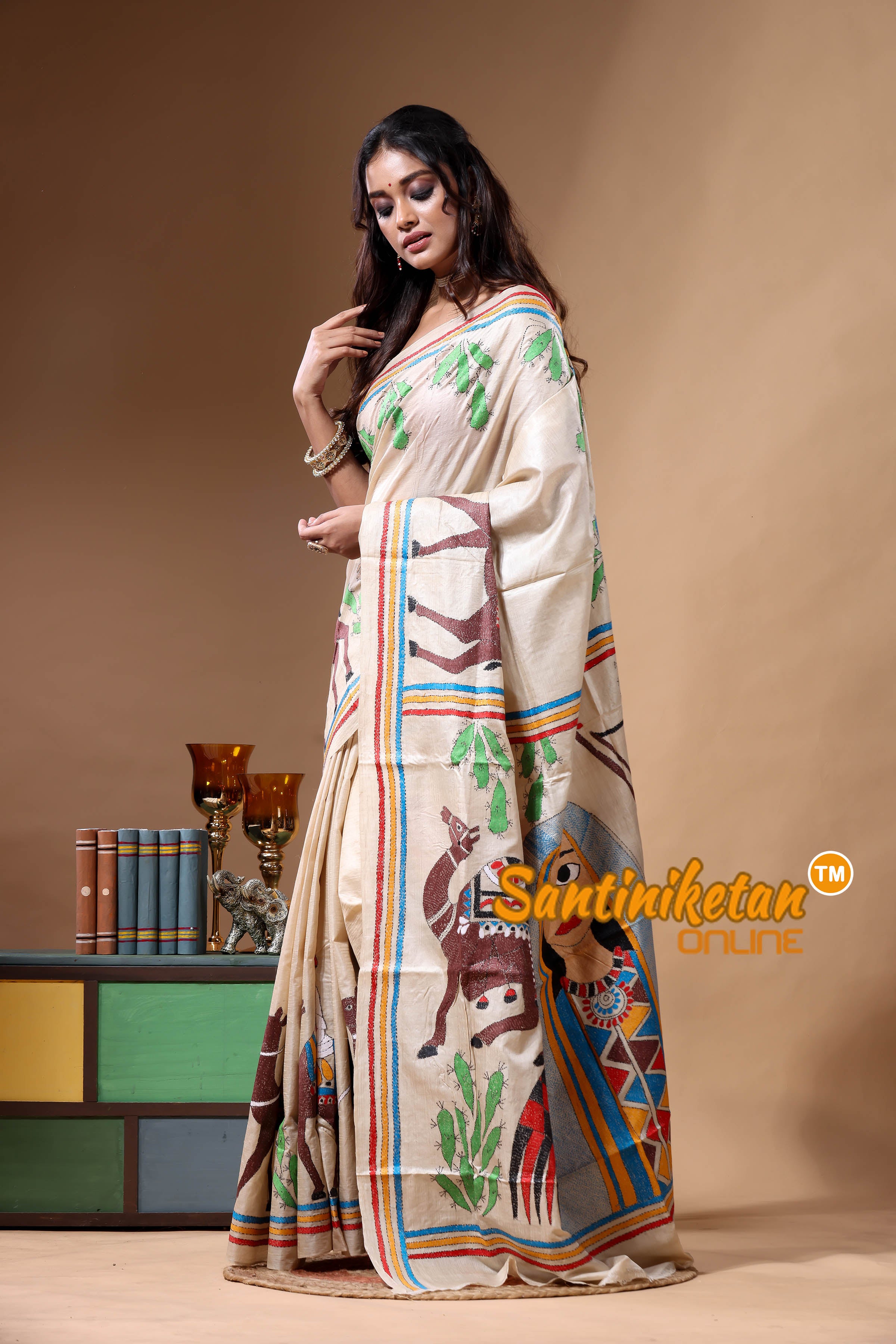 Pure Gachi Tussar Kantha Stitch Saree SN2630771