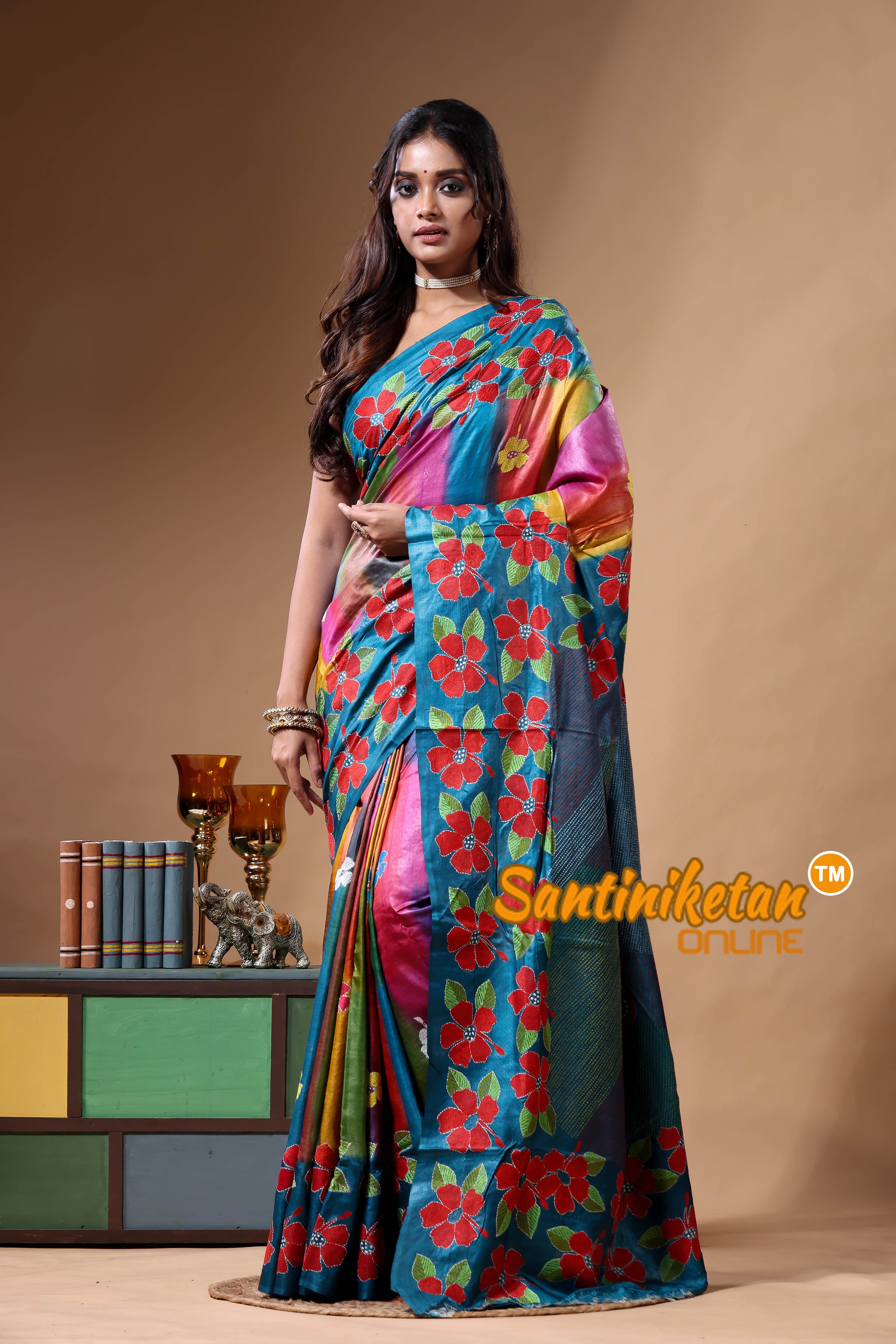 Dye Pure Gachi Tussar Kantha Stitch Saree SN2630777