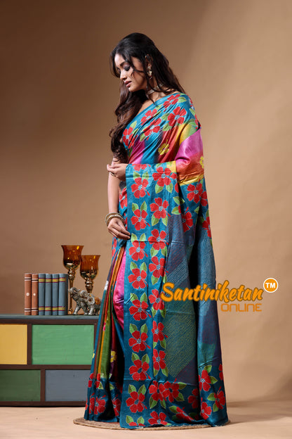 Dye Pure Gachi Tussar Kantha Stitch Saree SN2630777