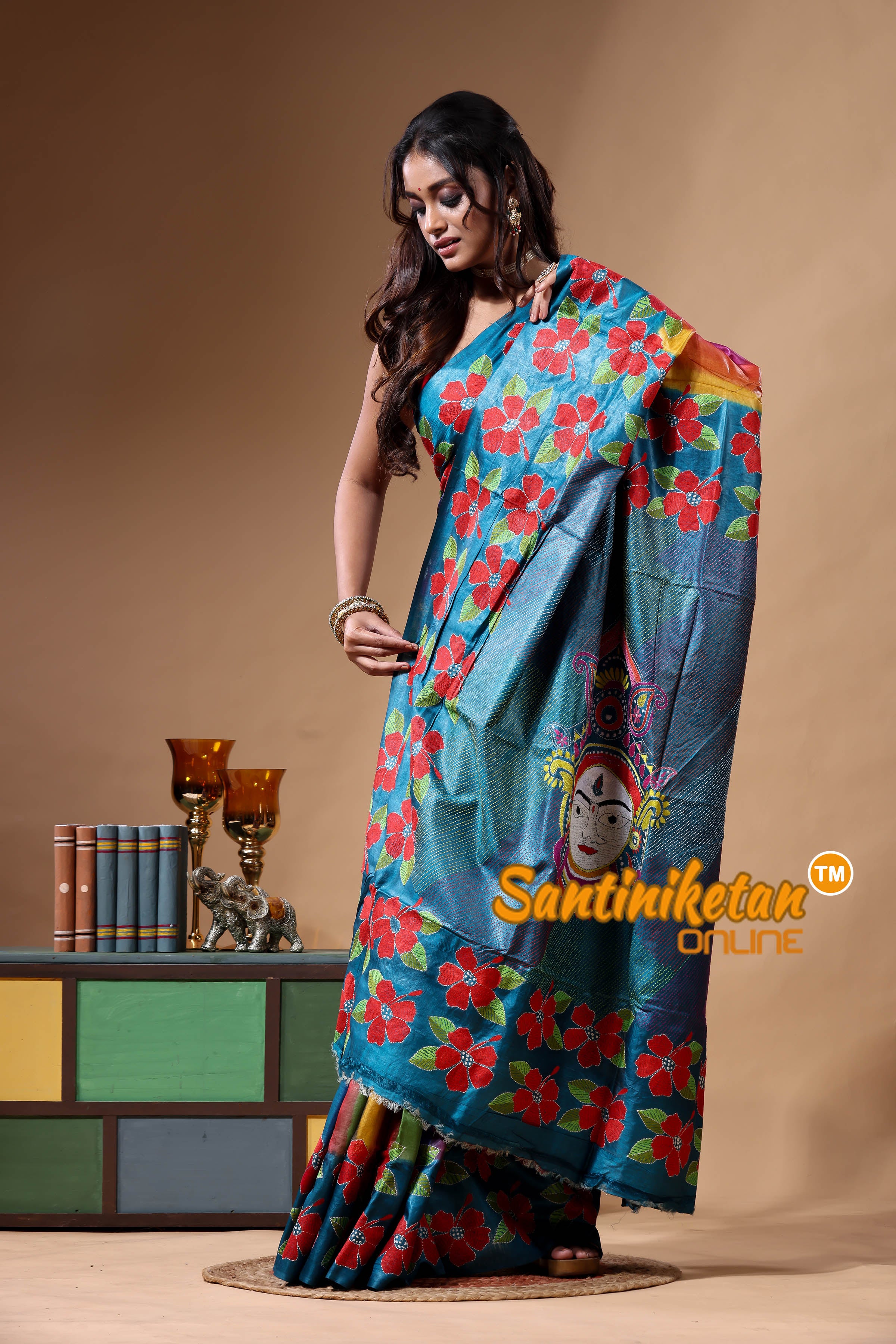 Dye Pure Gachi Tussar Kantha Stitch Saree SN2630777