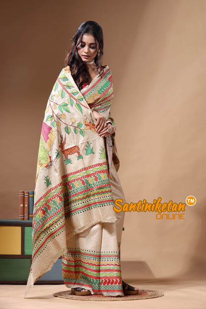 Pure Gachi Tussar Kantha Stitch Saree SN2630783