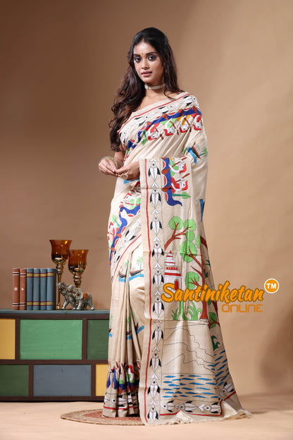 Pure Gachi Tussar Kantha Stitch Saree SN2630789