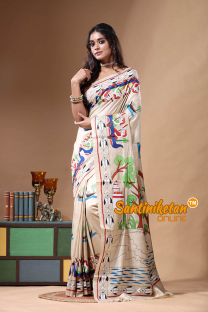 Pure Gachi Tussar Kantha Stitch Saree SN2630789