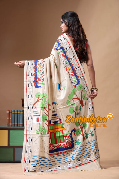 Pure Gachi Tussar Kantha Stitch Saree SN2630789