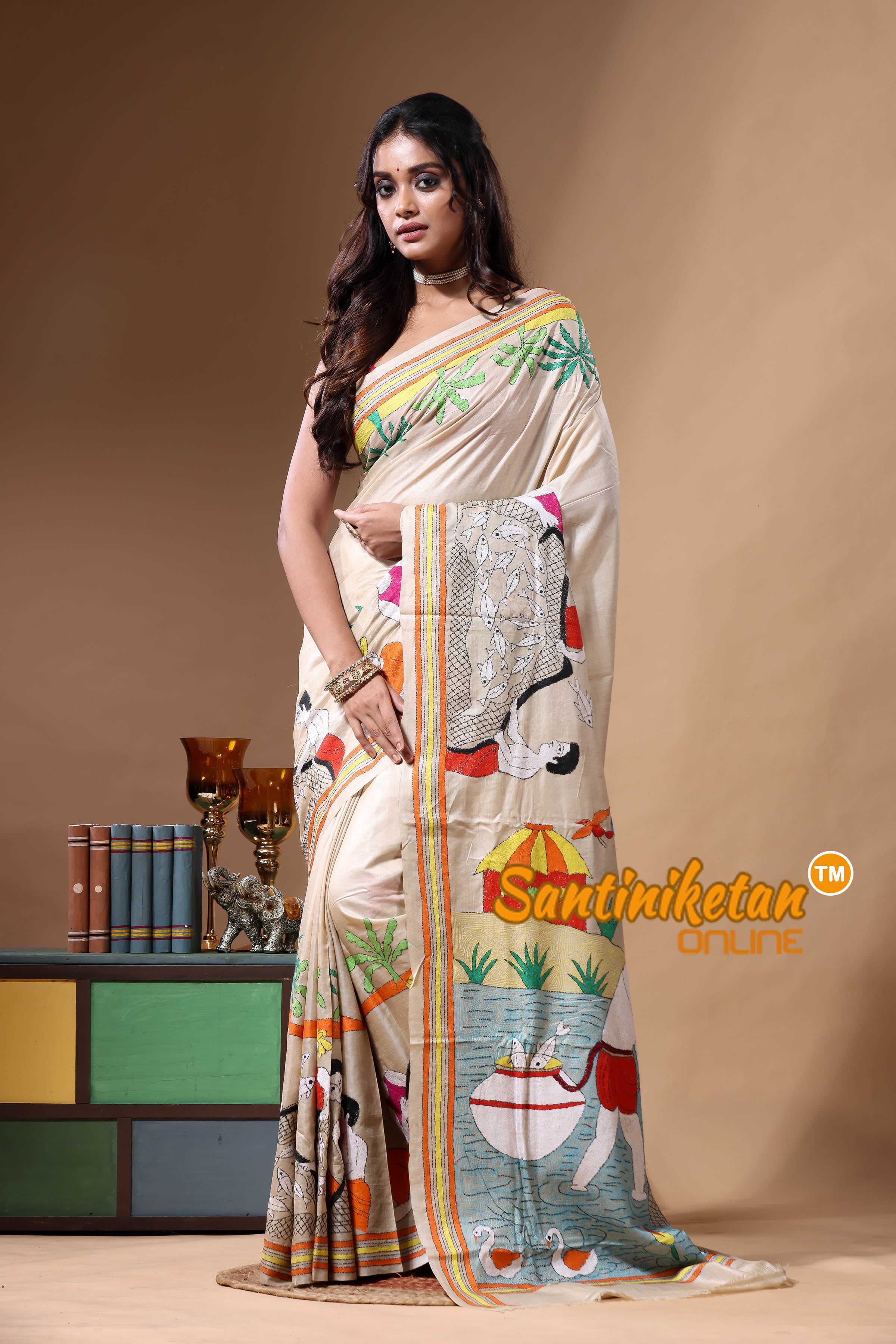 Pure Gachi Tussar Kantha Stitch Saree SN2630795