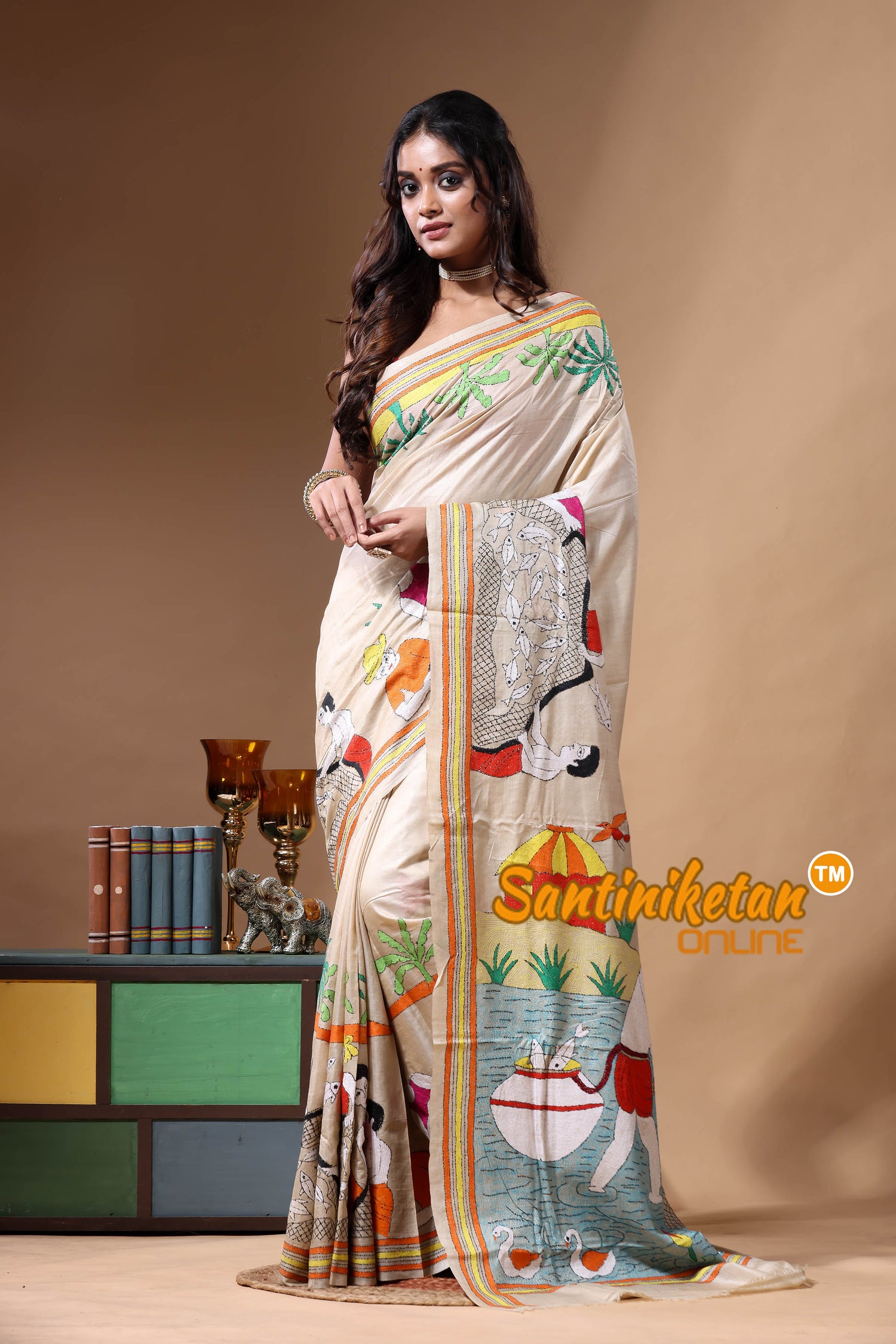 Pure Gachi Tussar Kantha Stitch Saree SN2630795