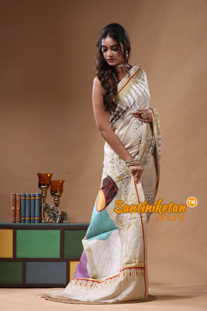Pure Gachi Tussar Kantha Stitch Saree SN2630801
