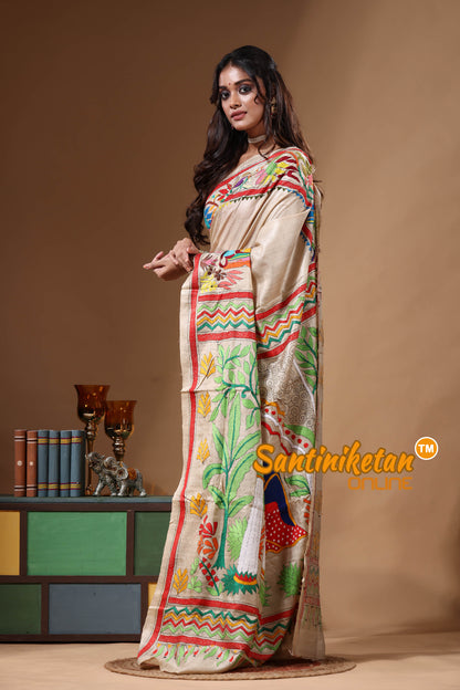 Pure Gachi Tussar Kantha Stitch Saree SN2630836