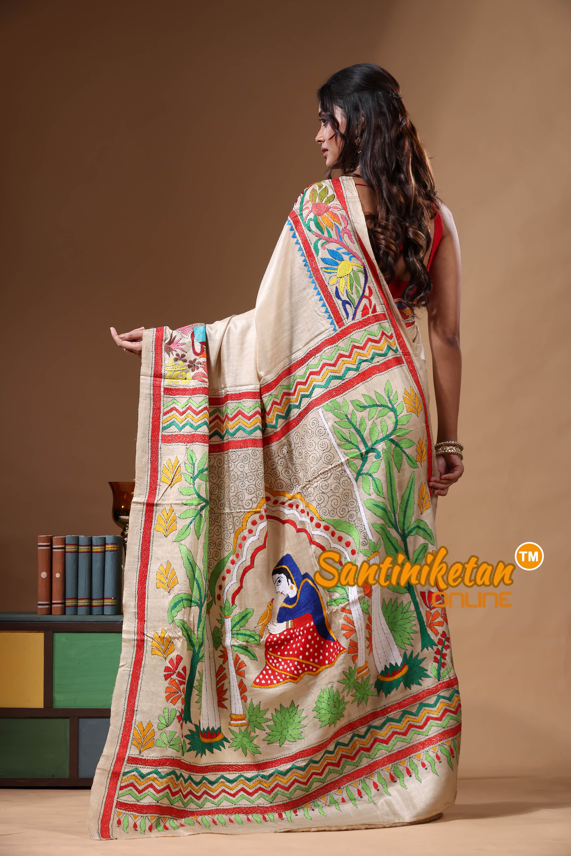 Pure Gachi Tussar Kantha Stitch Saree SN2630836