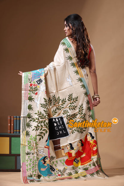 Pure Gachi Tussar Kantha Stitch Saree SN2630842