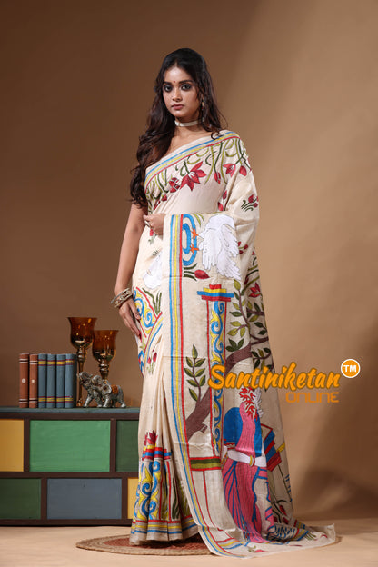 Pure Gachi Tussar Kantha Stitch Saree SN2630848