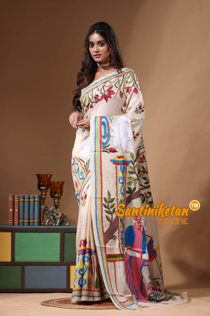 Pure Gachi Tussar Kantha Stitch Saree SN2630848