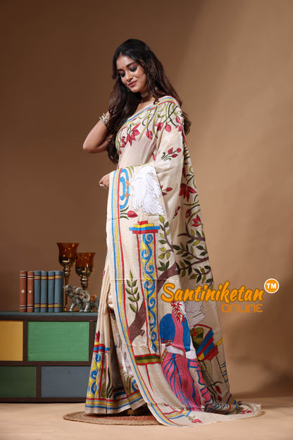 Pure Gachi Tussar Kantha Stitch Saree SN2630848