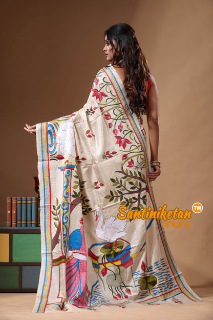Pure Gachi Tussar Kantha Stitch Saree SN2630848