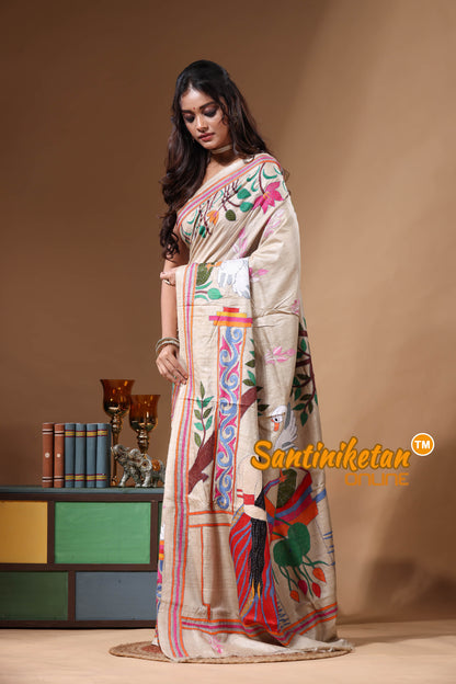 Pure Gachi Tussar Kantha Stitch Saree SN2630860