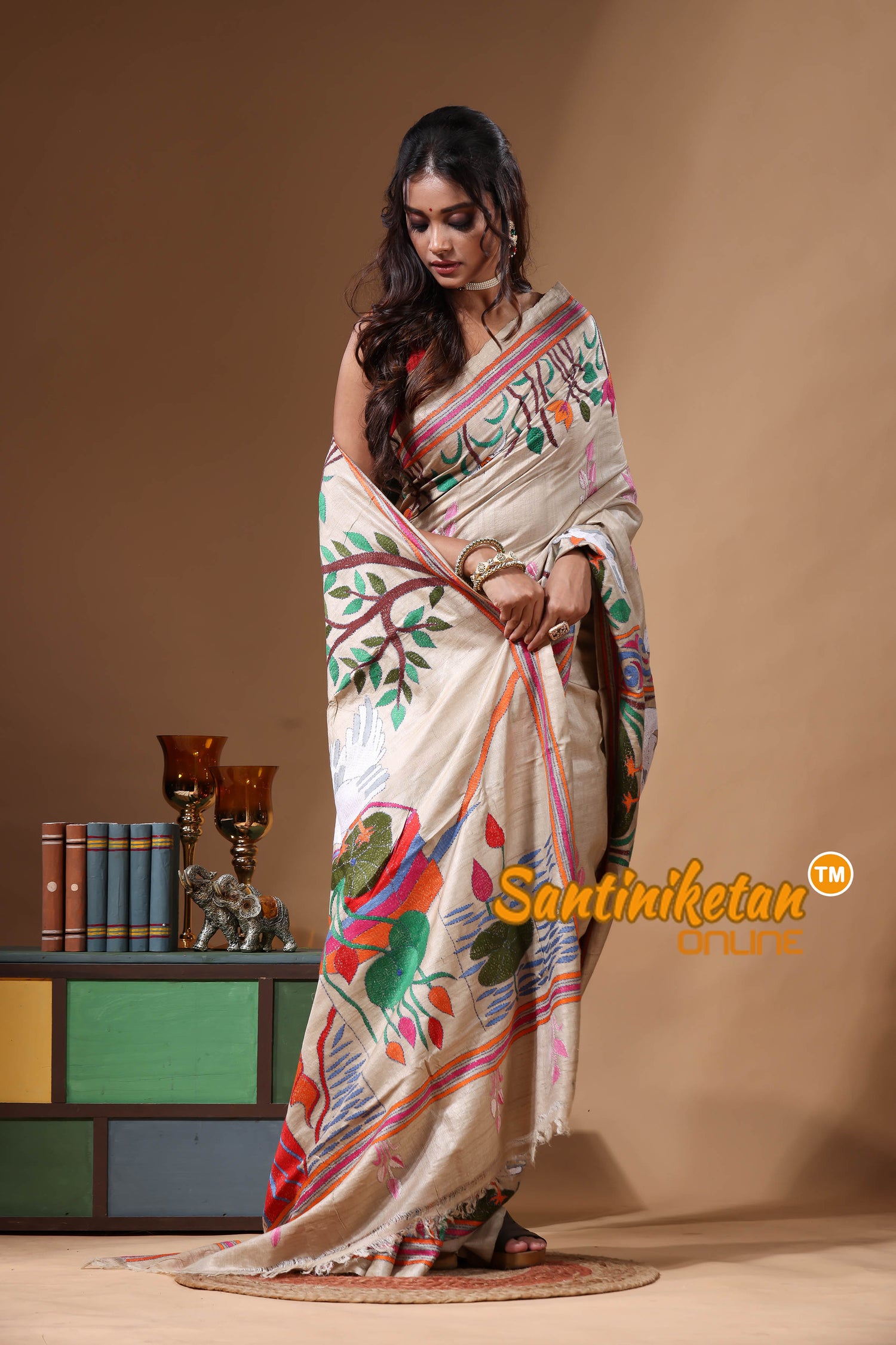 Pure Gachi Tussar Kantha Stitch Saree SN2630860