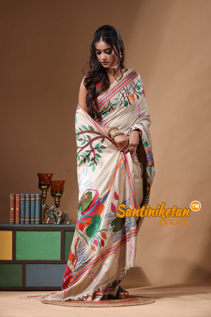 Pure Gachi Tussar Kantha Stitch Saree SN2630860