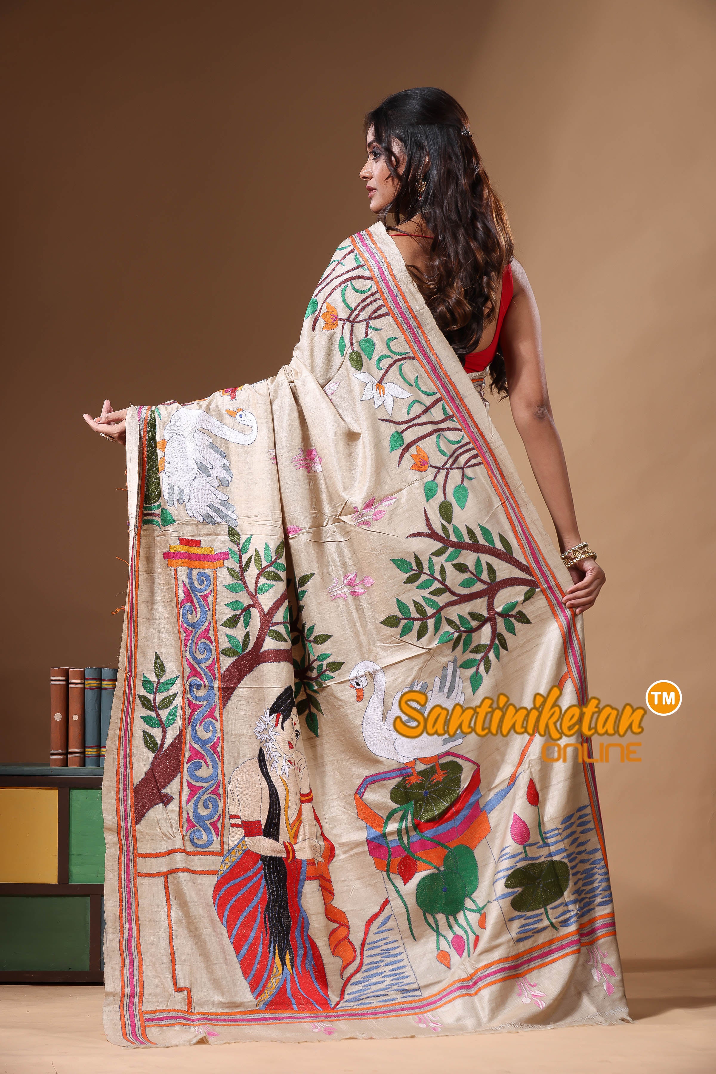 Pure Gachi Tussar Kantha Stitch Saree SN2630860