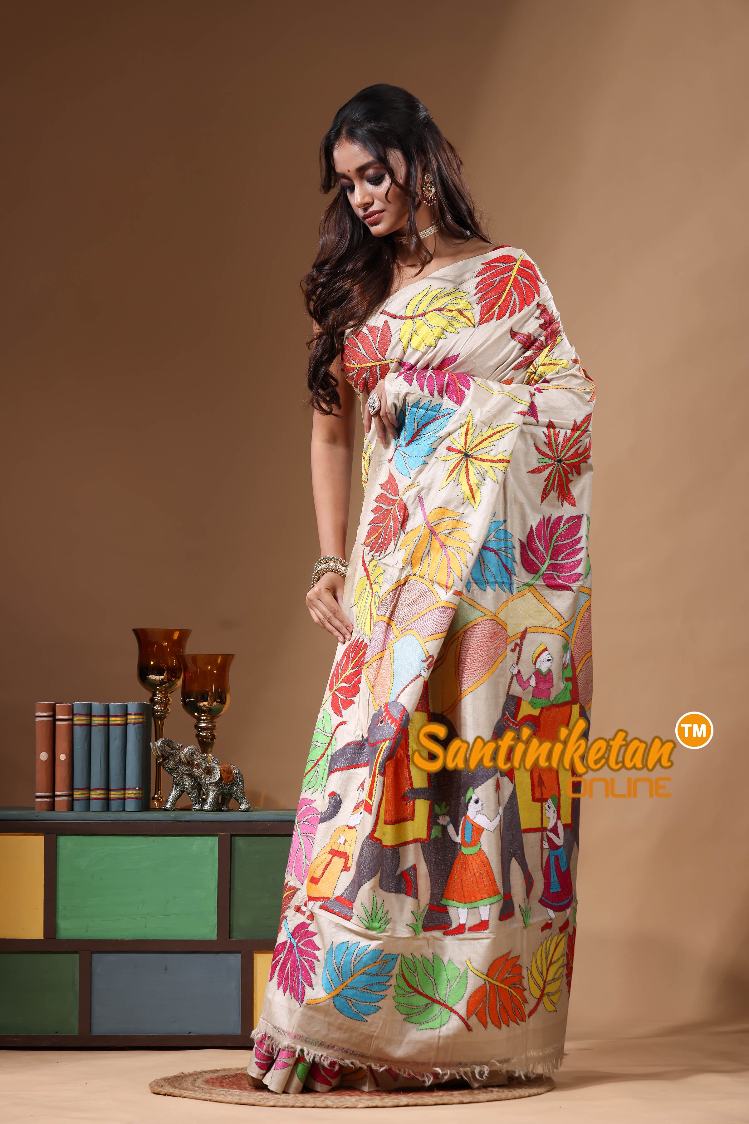 Pure Gachi Tussar Kantha Stitch Saree SN2630872