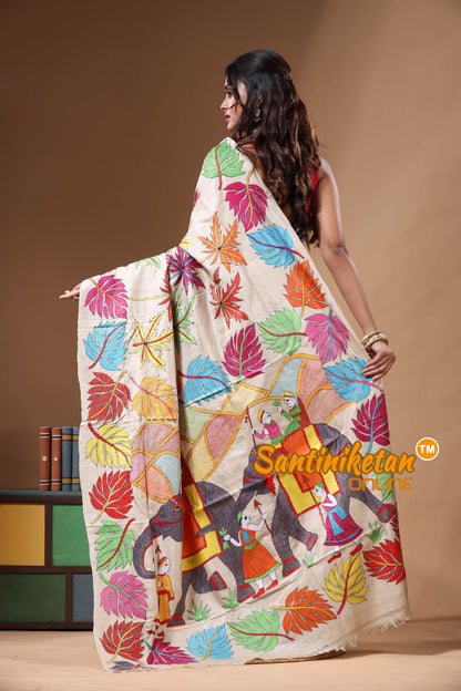 Pure Gachi Tussar Kantha Stitch Saree SN2630872