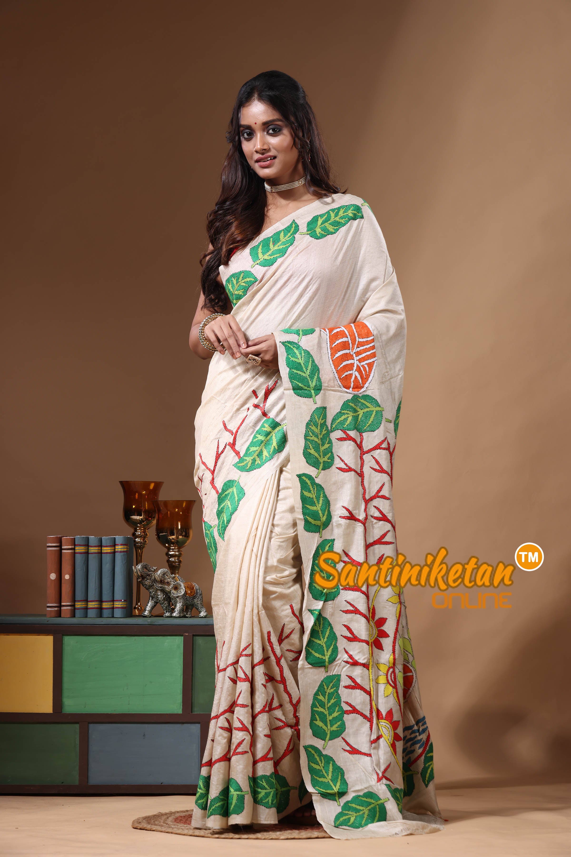 Pure Gachi Tussar Kantha Stitch Saree SN2630878