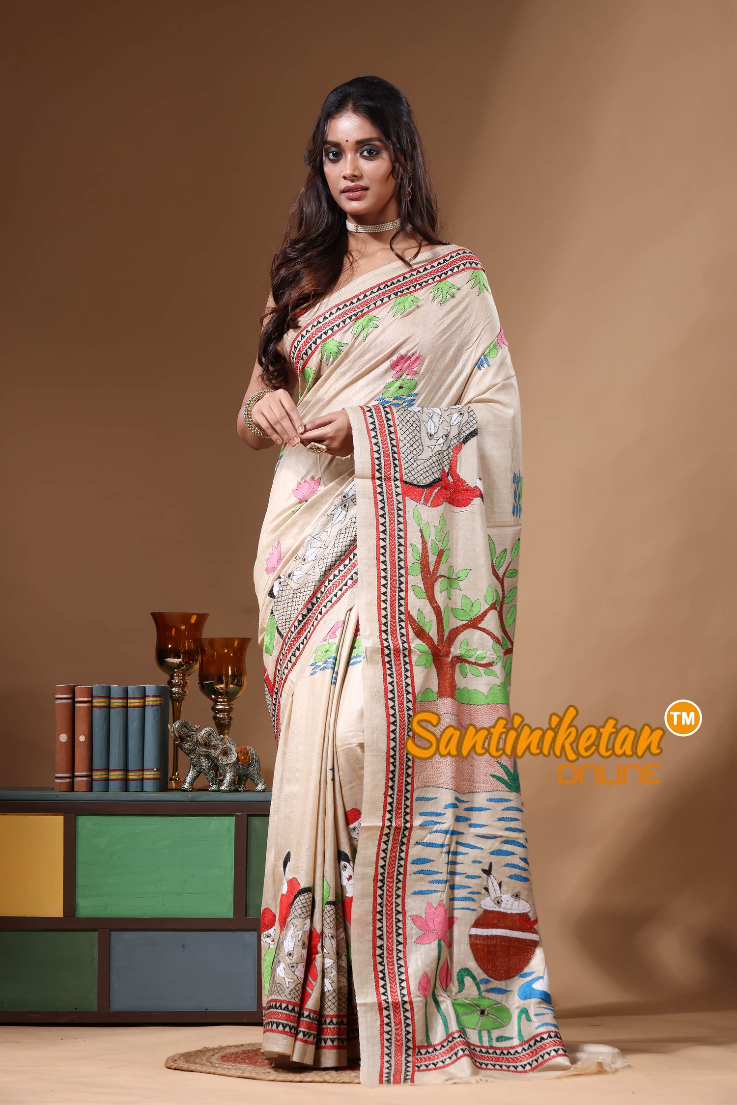 Pure Gachi Tussar Kantha Stitch Saree SN2630884