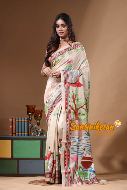 Pure Gachi Tussar Kantha Stitch Saree SN2630884