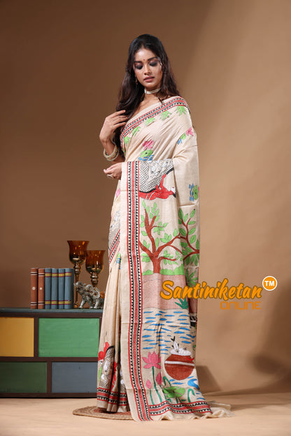 Pure Gachi Tussar Kantha Stitch Saree SN2630884