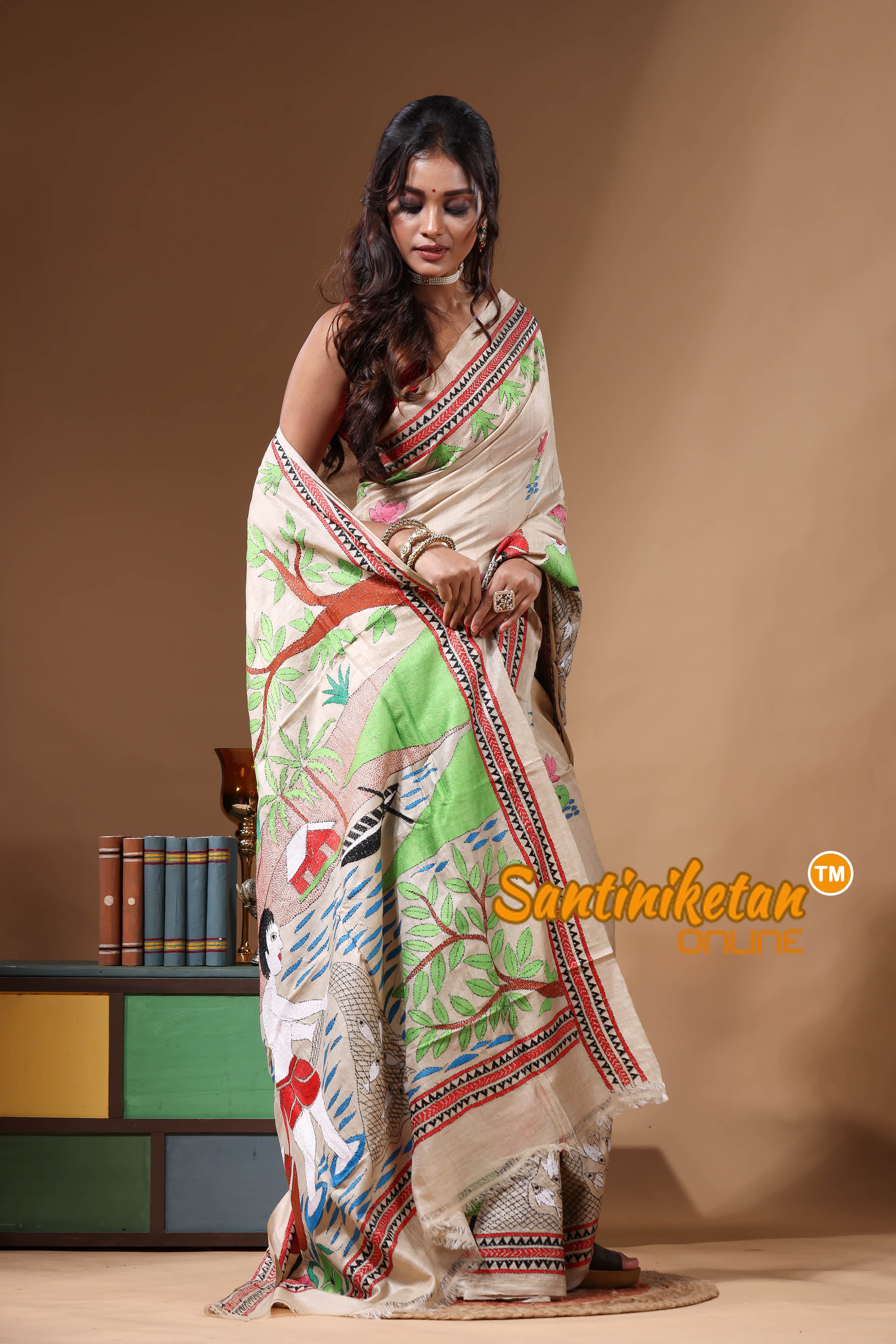 Pure Gachi Tussar Kantha Stitch Saree SN2630884