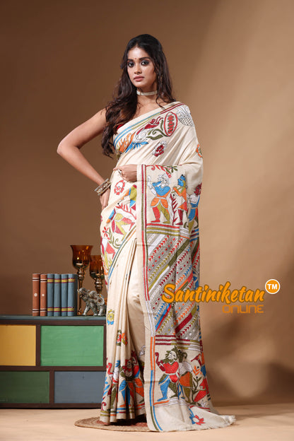 Pure Gachi Tussar Kantha Stitch Saree SN2630890