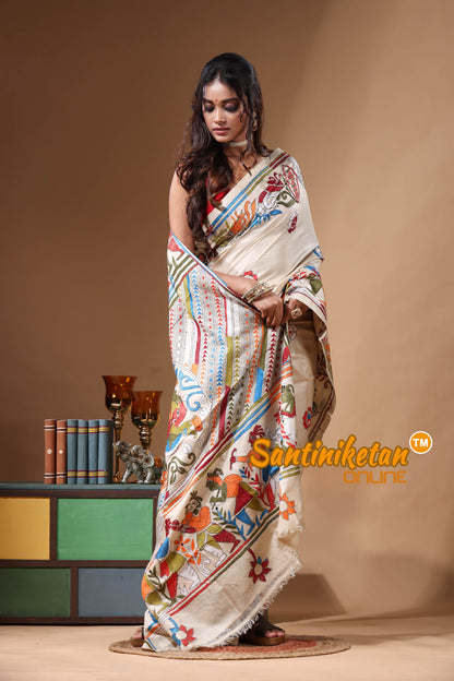 Pure Gachi Tussar Kantha Stitch Saree SN2630890
