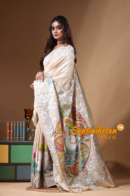 Pure Gachi Tussar Kantha Stitch Saree SN2630896