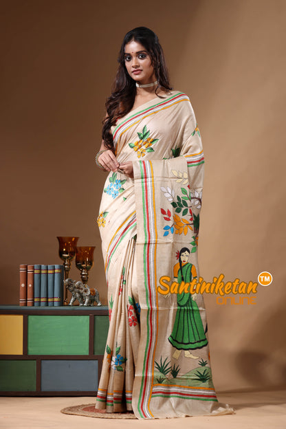 Pure Gachi Tussar Kantha Stitch Saree SN2630902