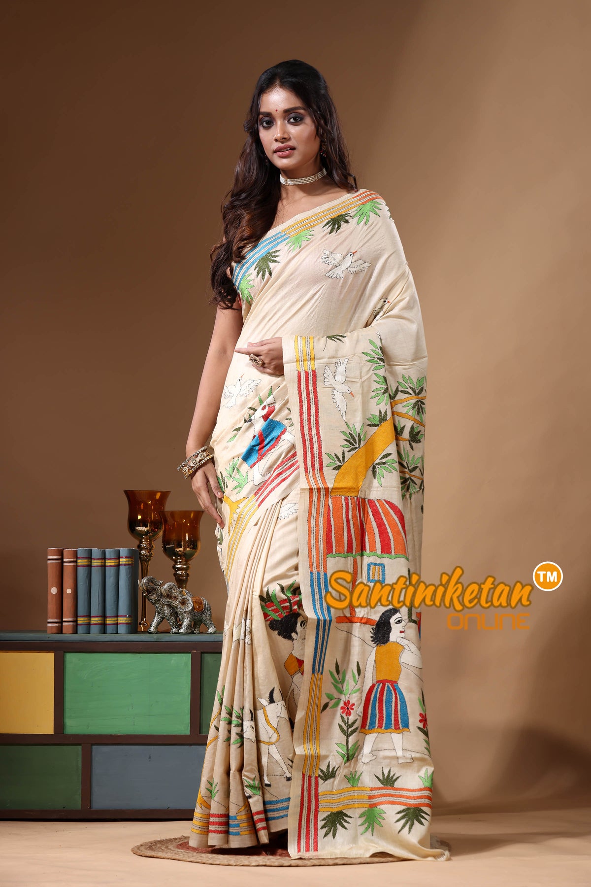 Pure Gachi Tussar Kantha Stitch Saree SN2630908