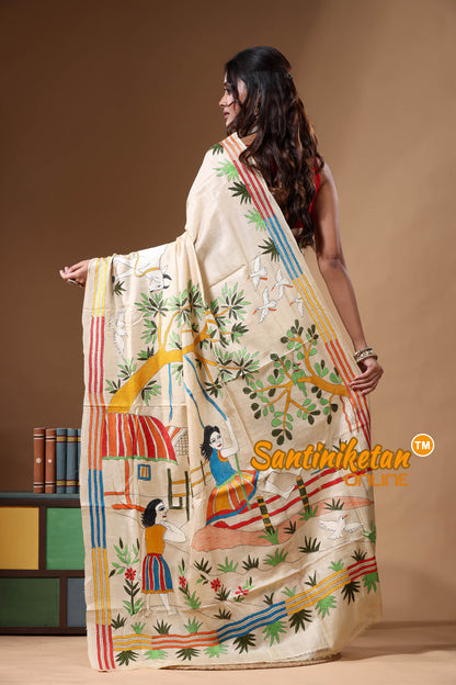 Pure Gachi Tussar Kantha Stitch Saree SN2630908