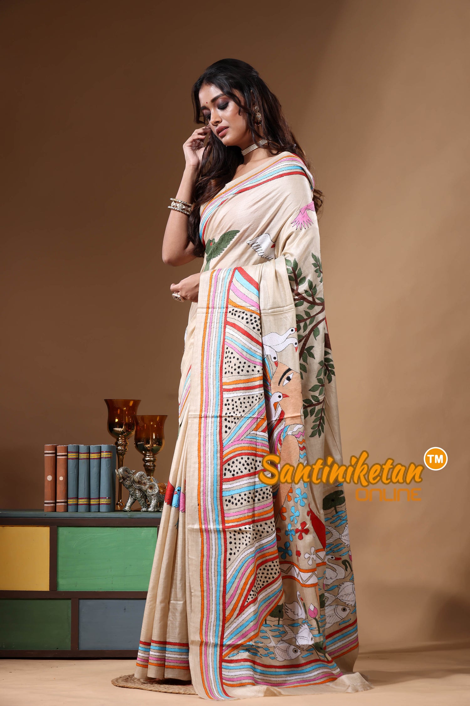 Pure Gachi Tussar Kantha Stitch Saree SN2630914