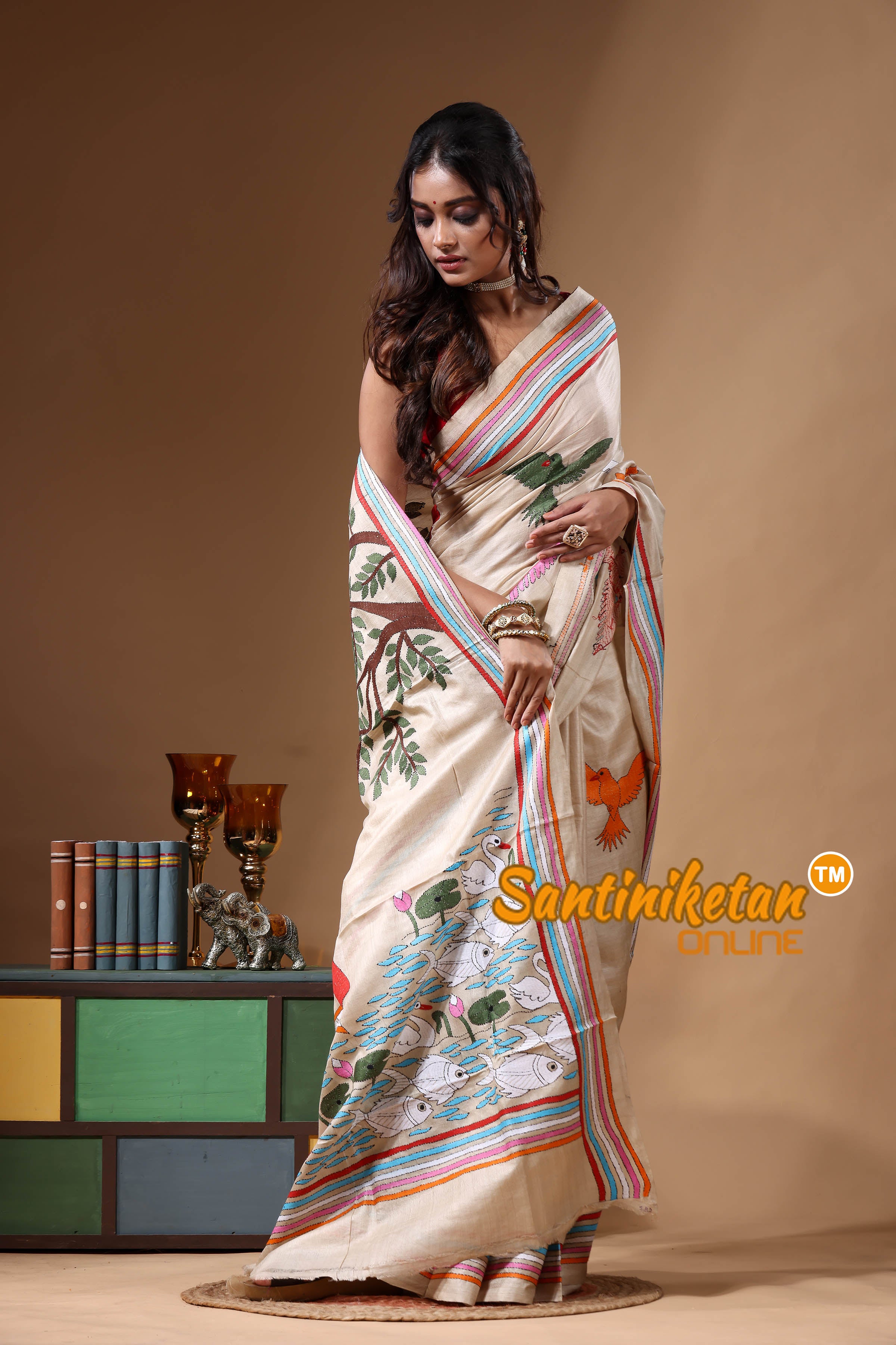Pure Gachi Tussar Kantha Stitch Saree SN2630914