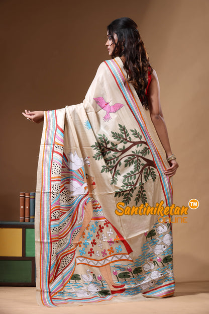 Pure Gachi Tussar Kantha Stitch Saree SN2630914