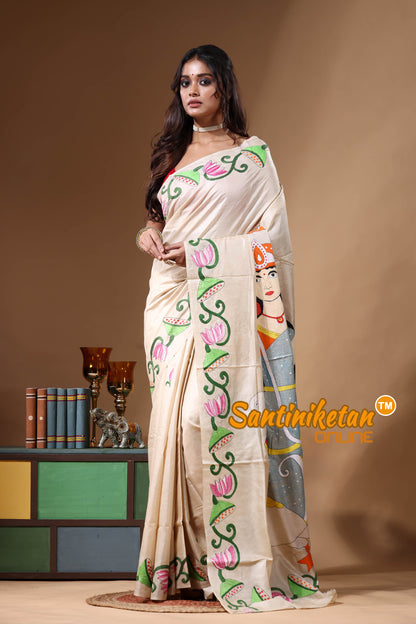 Pure Gachi Tussar Kantha Stitch Saree SN2630920