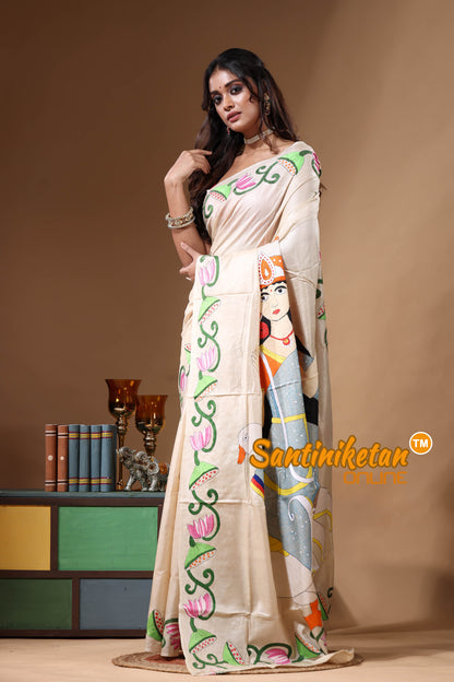 Pure Gachi Tussar Kantha Stitch Saree SN2630920